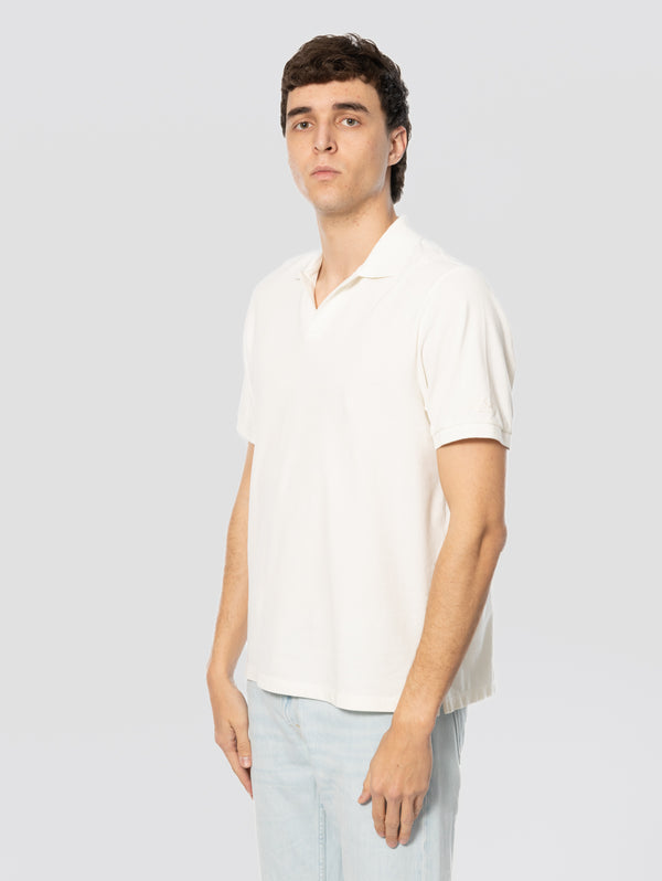Polo Charles in Piquet di Cotone Bianco
