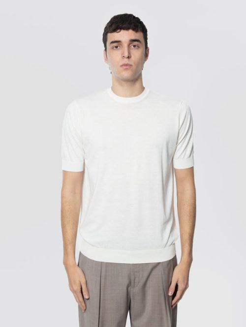 Maglia Girocollo in Cotone Crepe Latte
