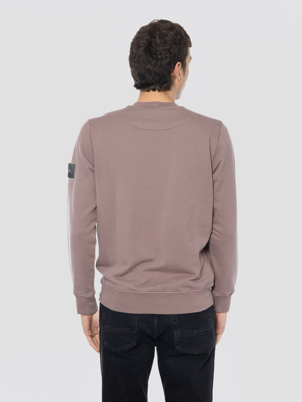 Felpa Girocollo in Cotone Garzato Viola/Grigio