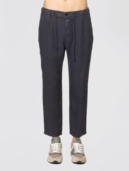 Pantaloni in Lino con Coulisse Lavagna