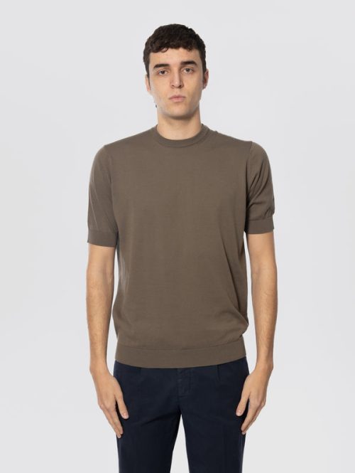 Maglia Girocollo in Cotone Crepe Olio