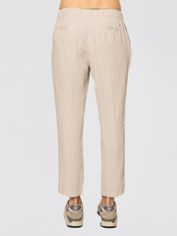 Pantaloni in Lino con Coulisse Fango