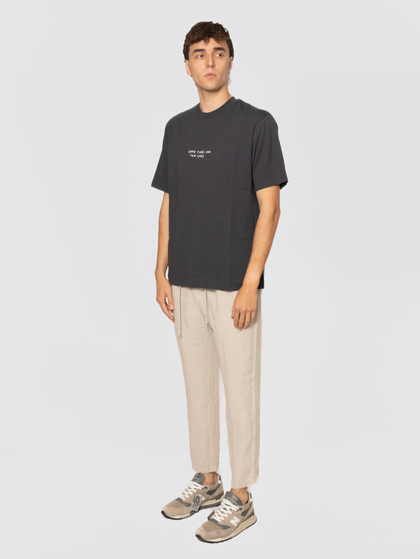 Pantaloni in Lino con Coulisse Fango