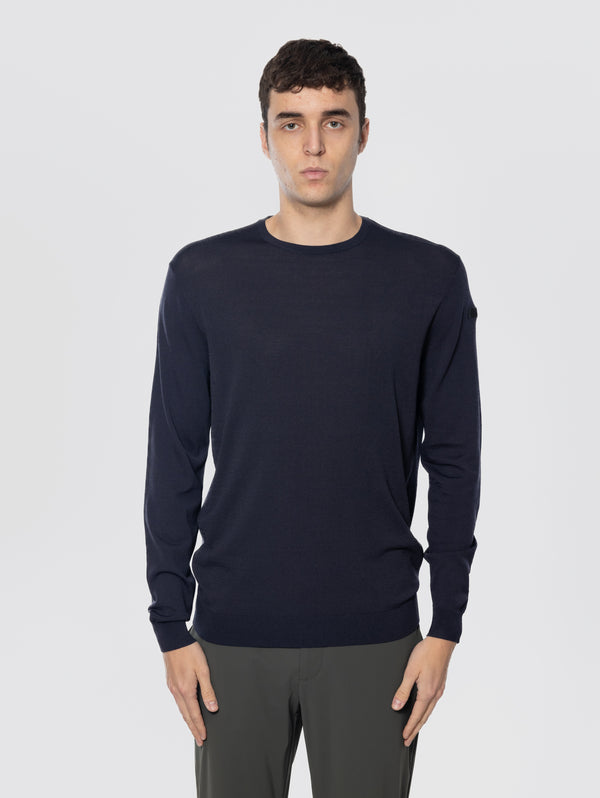Maglia Girocollo in Filato Stretch Blue