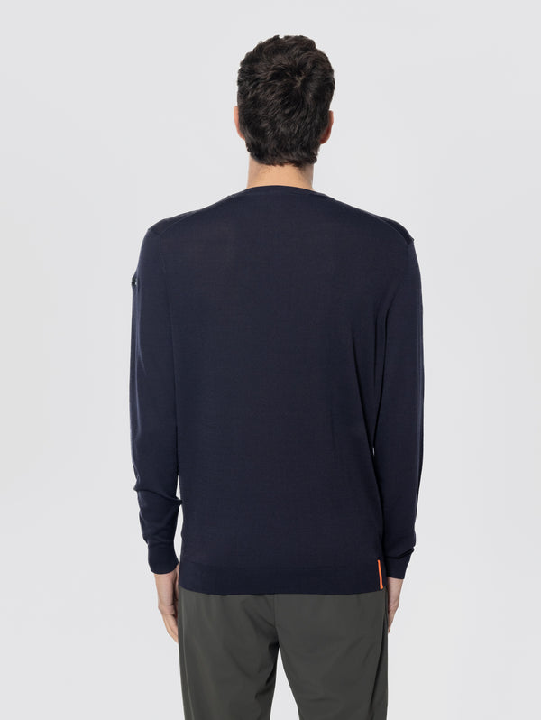 Maglia Girocollo in Filato Stretch Blue