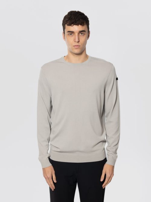 Maglia Girocollo in Filato Stretch Beige