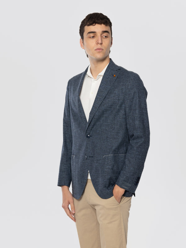 Giacca in Tessuto Armaturato Blu