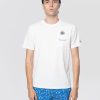 T-shirt con Taschino e Stampa con Ricamo Bartman Bianco