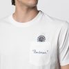 T-shirt con Taschino e Stampa con Ricamo Bartman Bianco