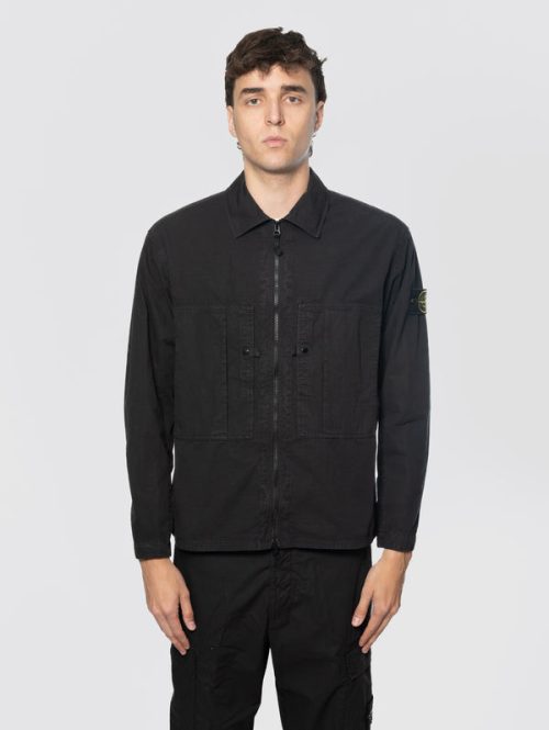 Overshirt in Ripstop di Cotone Organico Nero