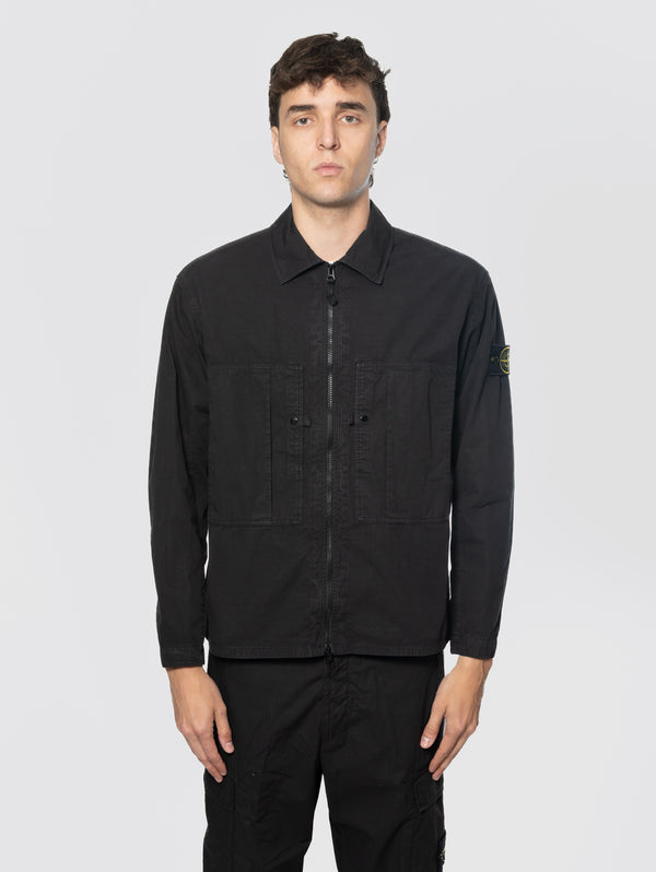 Overshirt in Ripstop di Cotone Organico Nero