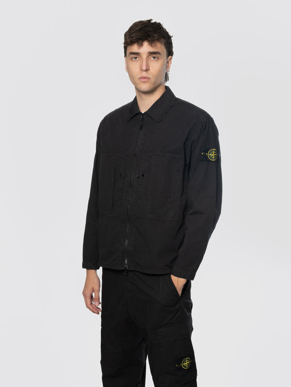 Overshirt in Ripstop di Cotone Organico Nero