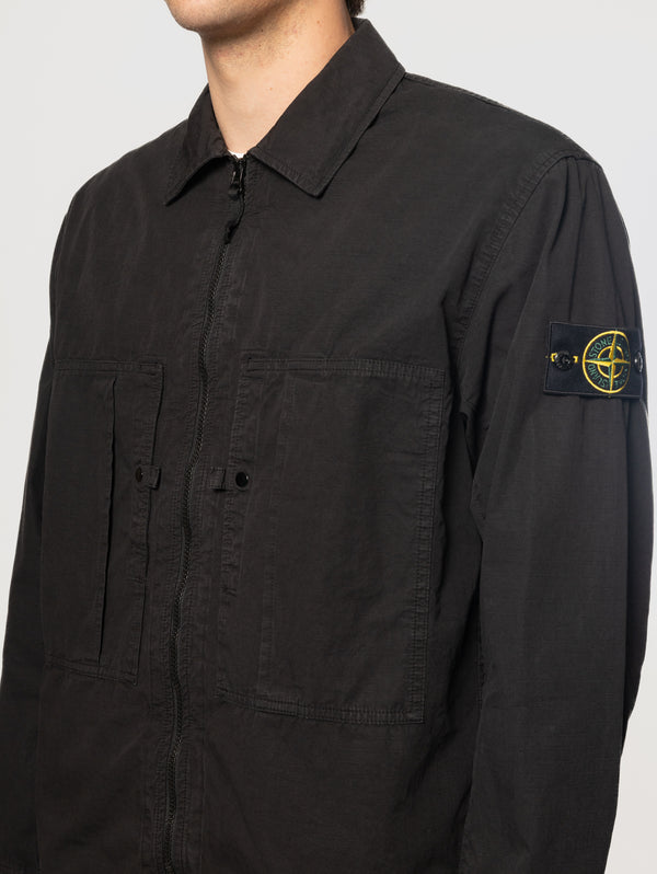 Overshirt in Ripstop di Cotone Organico Nero