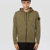 Felpa con Cappuccio e Zip Verde
