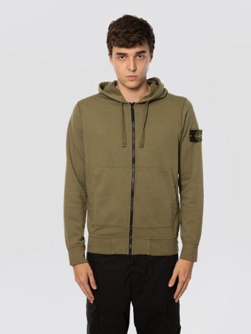 Felpa con Cappuccio e Zip Verde