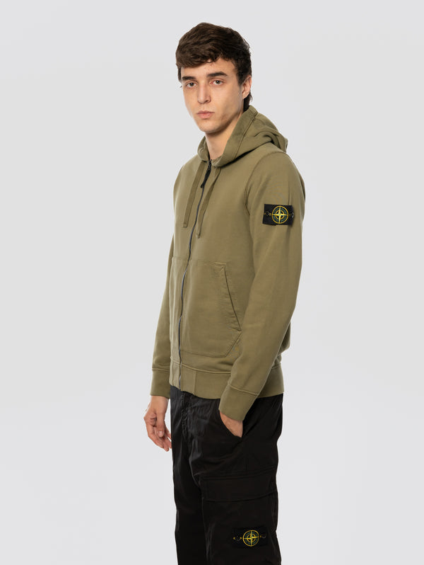 Felpa con Cappuccio e Zip Verde