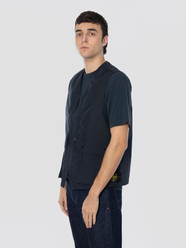 Gilet in Micro Ripstop Laminato Blu
