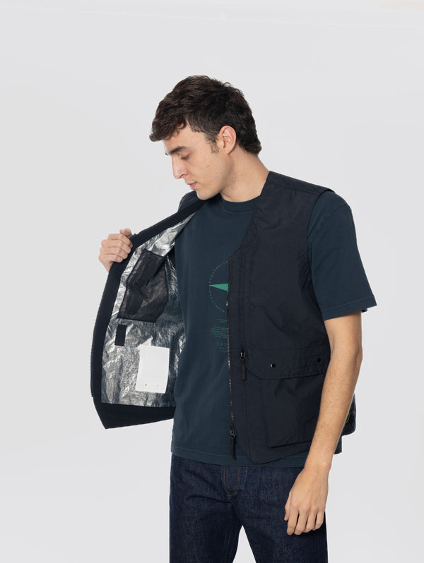 Gilet in Micro Ripstop Laminato Blu