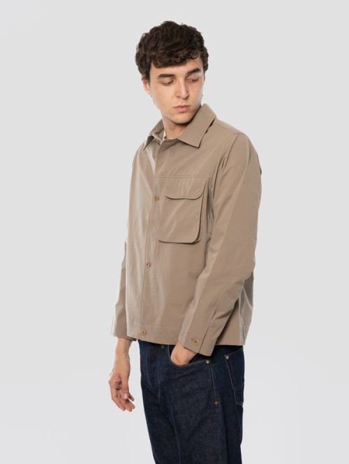 Overshirt con Tasca sul Petto Beige