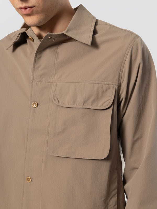 Overshirt con Tasca sul Petto Beige