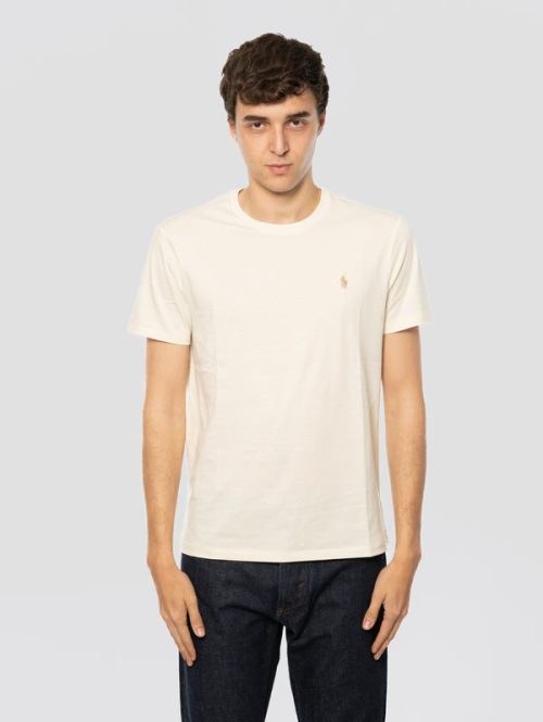 T-shirt Girocollo Custom Slim Fit Crema