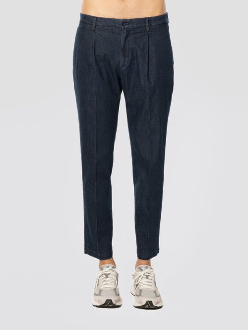 Pantaloni con Pinces in Denim Blu